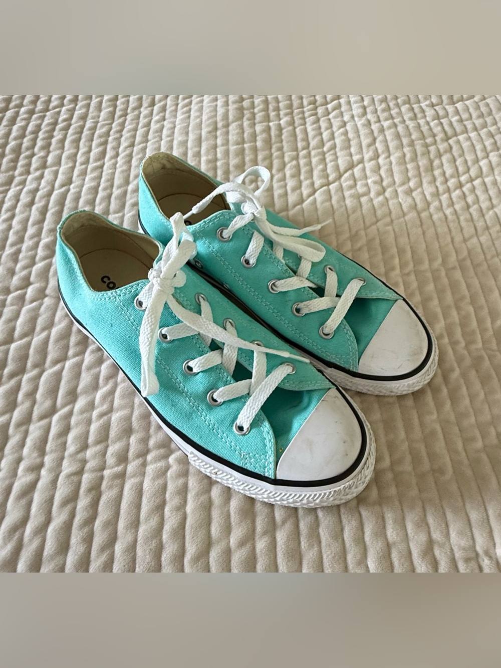 Converse Kids Aqua Canvas Low-Top Sneakers with White Laces size 3